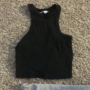 black divided crop top
